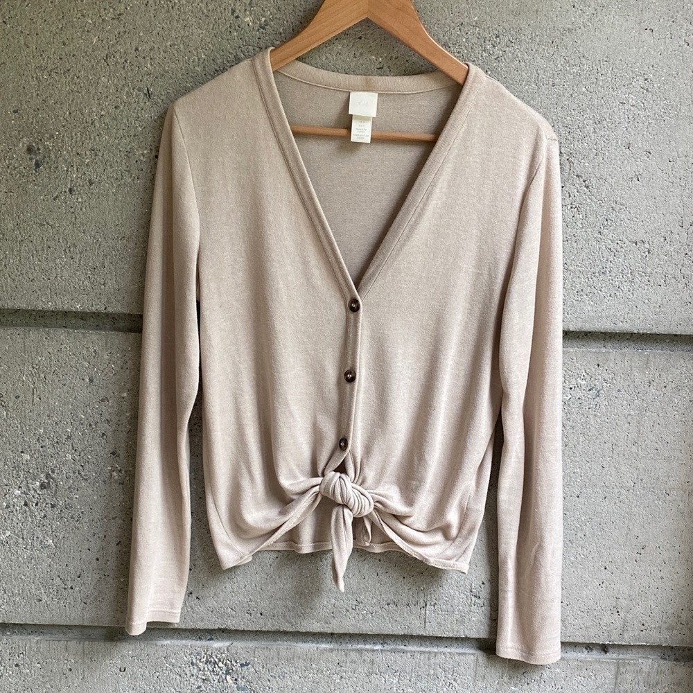 H&M Knot Tie Front Lightweight Sweater